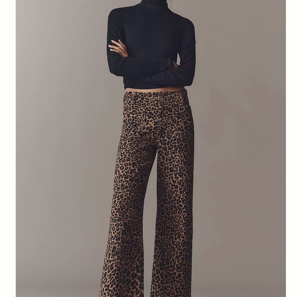 The Colette Full-Length Wide-Leg Jeans by Maeve, animal print, 27p, NWOT